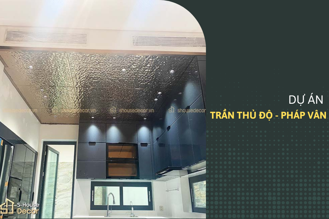 Trang trí trần sóng và khung thang máy tại dự án Trần Thủ Độ - Pháp Vân