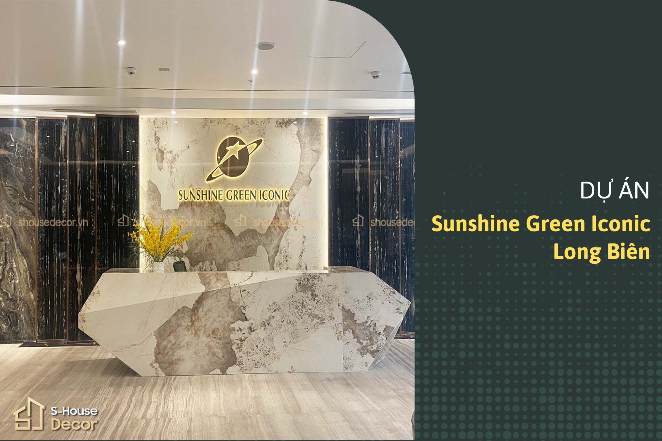 Dấu Ấn Sang Trọng Tại Sunshine Green Iconic Long Biên - Trang Trí Inox Sảnh Toà Nhà