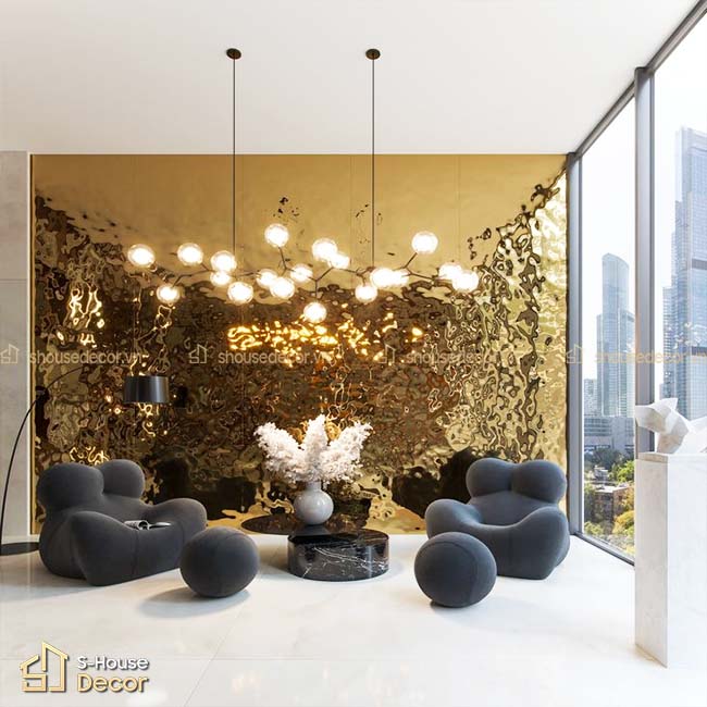 TRẦN INOX SÓNG NƯỚC VÀNG – MÀU SẮC PHONG THỦY CHO GIA CHỦ