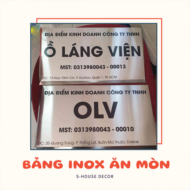 Bảng inox ăn mòn sử dụng công nghệ ăn mòn kim loại bằng hóa chất giúp tạo ra phần nội dung trên bề mặt tấm