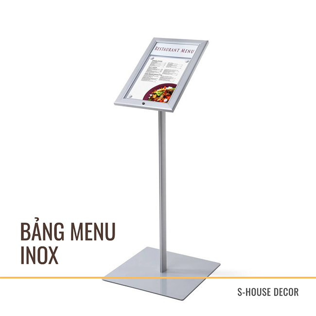 Bảng menu đứng inox giúp nhà hàng tạo ra sự sang trọng, chuyên nghiệp và hiện đại