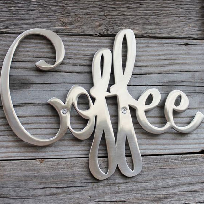 Chữ inox trắng bóng logo quán cafe