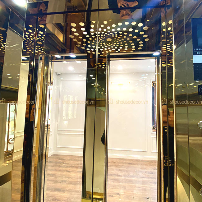 S House Decor thi công ốp inox cabin thang máy cho dự án