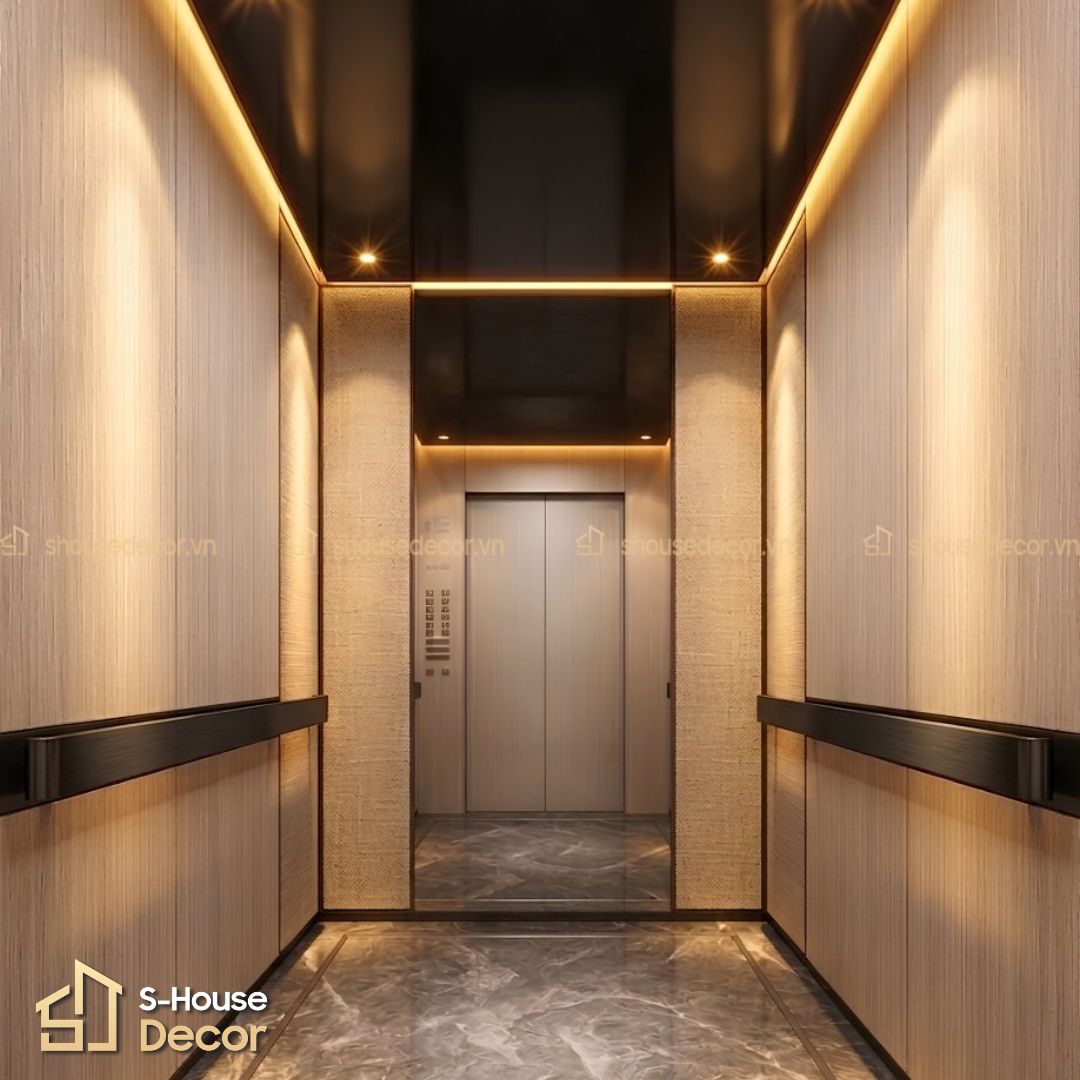 gia-cong-cabin-thang-may-inox-xuoc-den-guong-trang-laminate-be-van-go