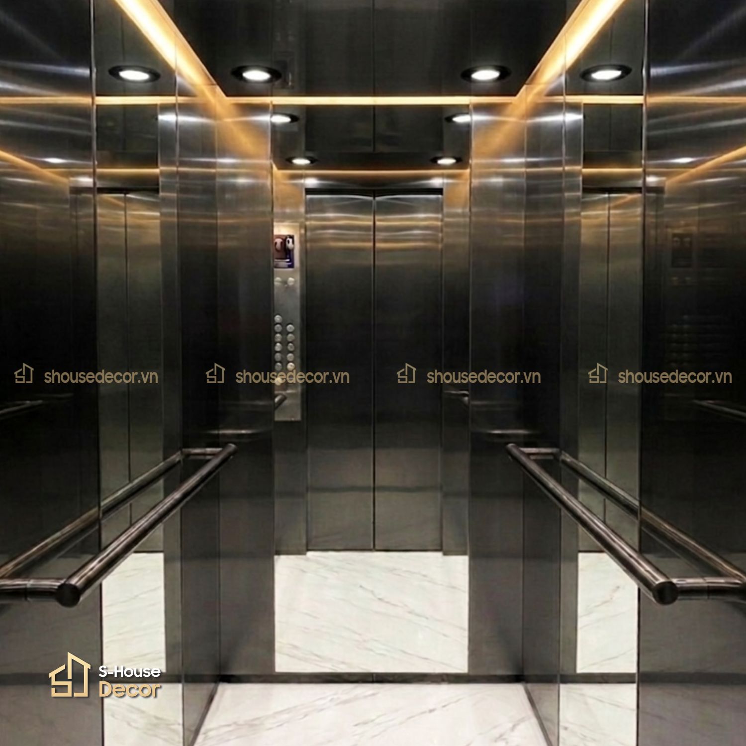 Gia công cabin thang máy inox 304 màu xước đen