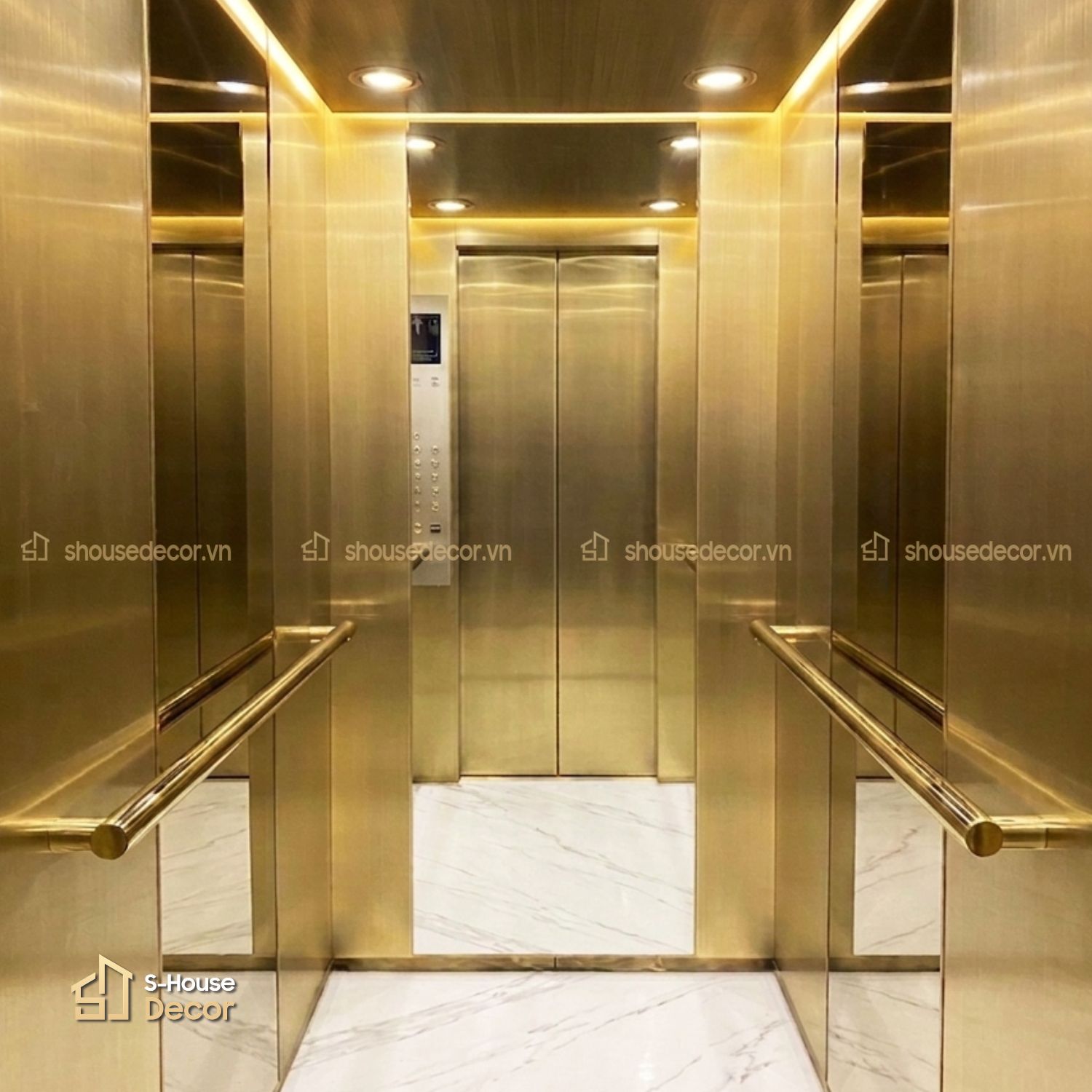 Gia công cabin thang máy inox 304 màu vàng Champagne-CABIN-PVDS-1-1 tại S-House Decor