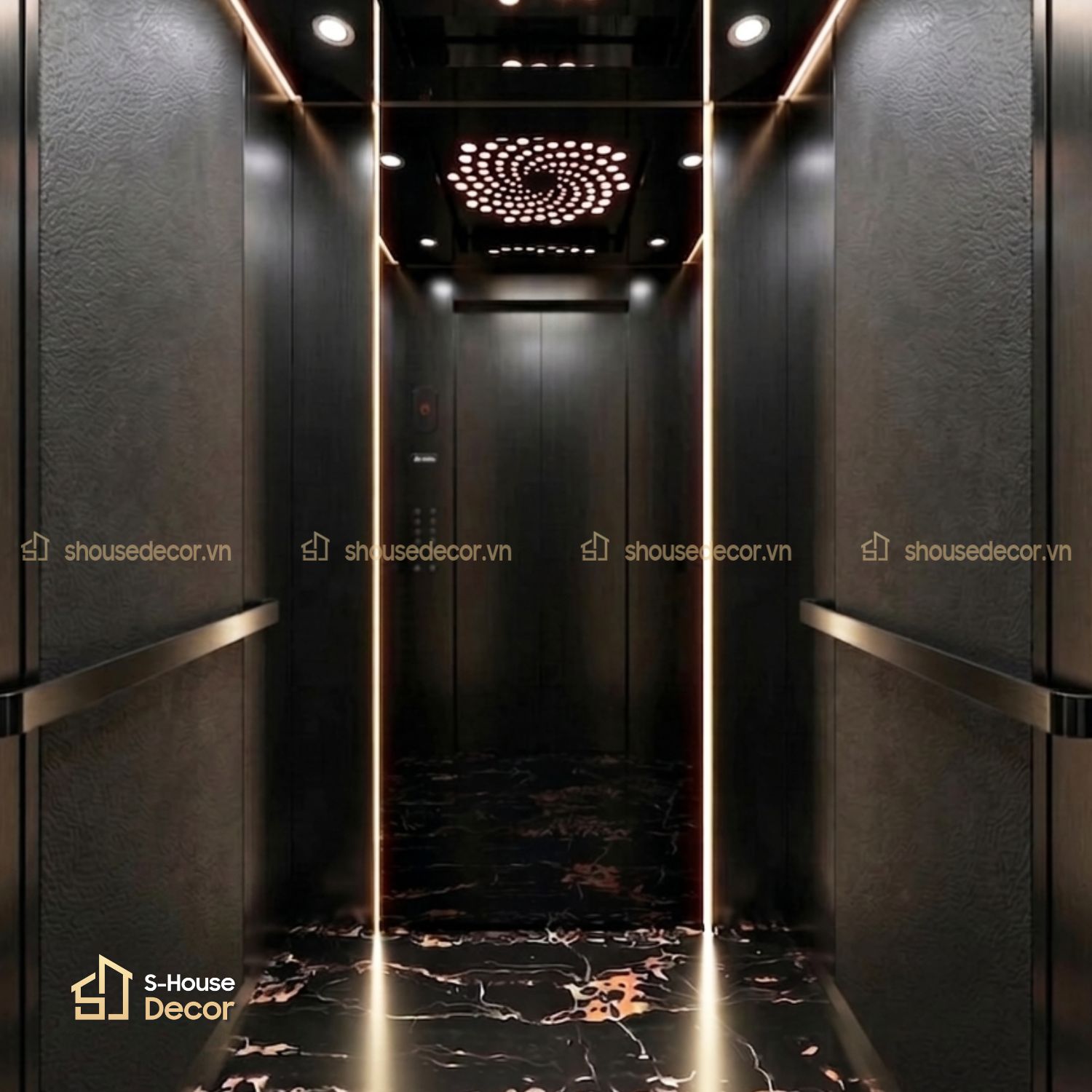 Gia công cabin thang máy inox 304 xước đen CABIN-PVDS-2 S-House Decor