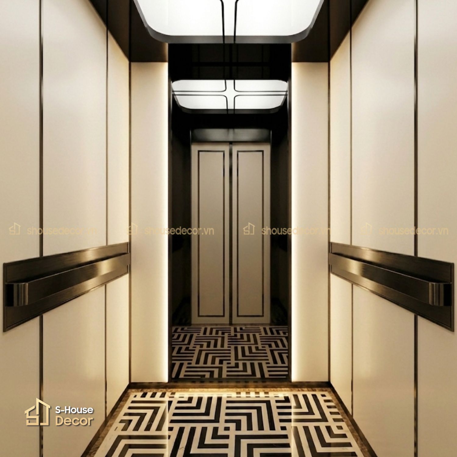 Gia công cabin thang máy inox 304 xước đen  mã CABIN-PVDS-3 tại S-House Decor