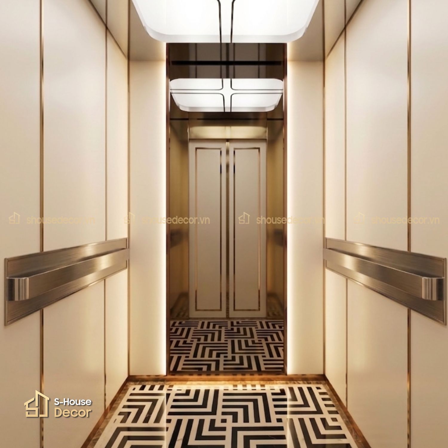 Gia công cabin thang máy inox 304 xước trắng mã CABIN-PVDS-3 tại S-House Decor