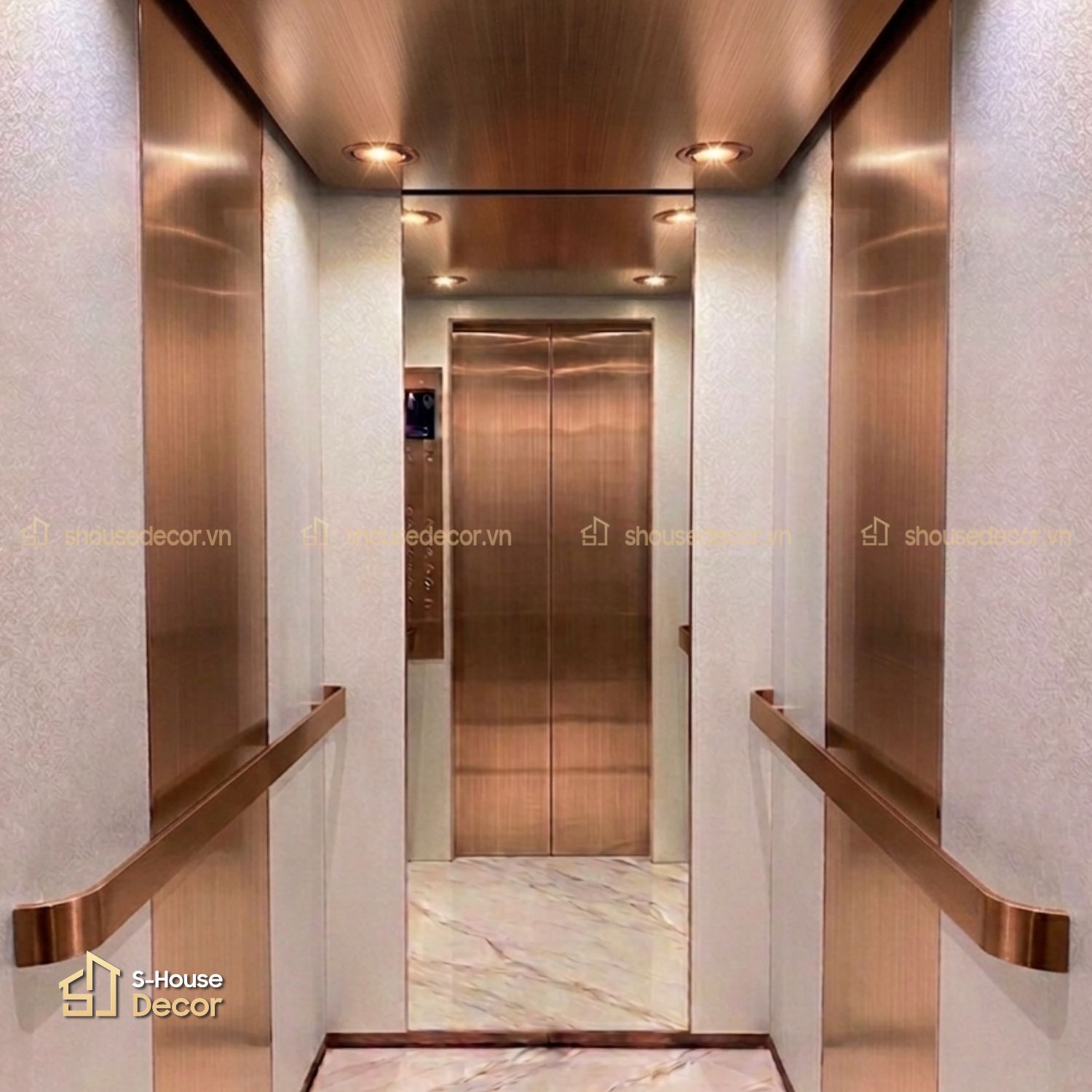 Gia công cabin thang máy inox xước đồng mã CABIN-PVDS-5tại S-House Decor