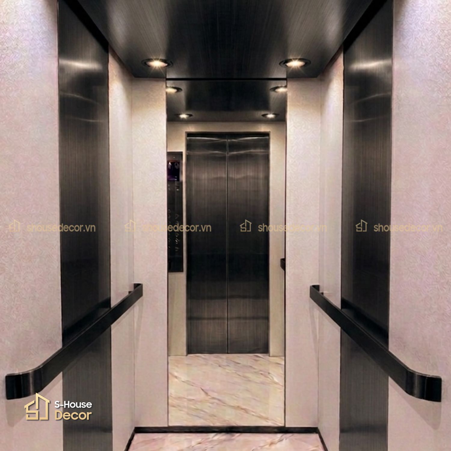 Gia công cabin thang máy inox xước đen mã CABIN-PVDS-5 tại S-House Decor