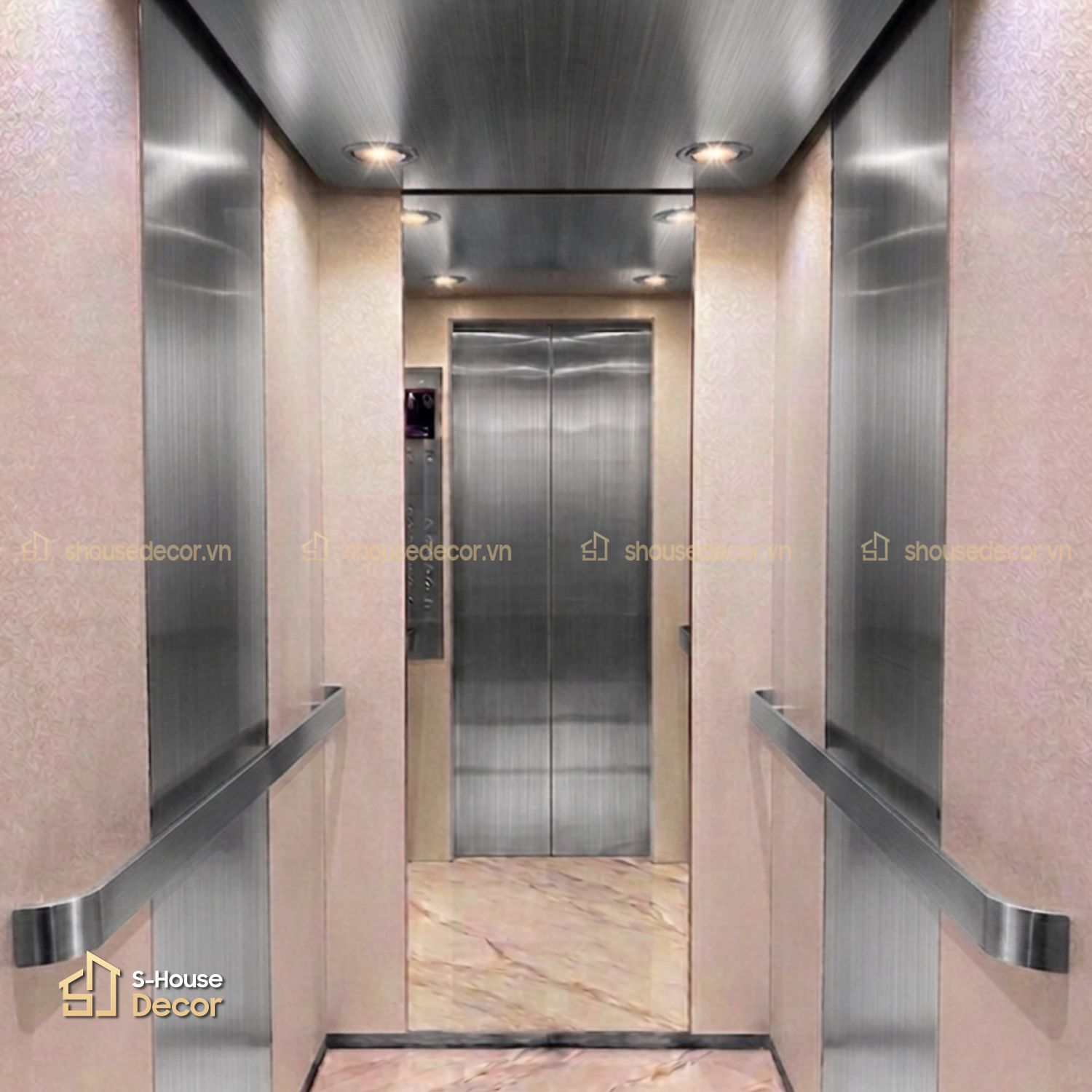 Gia công cabin thang máy inox 304 xước trắng mã CABIN-PVDS-5 tại S-House Decor