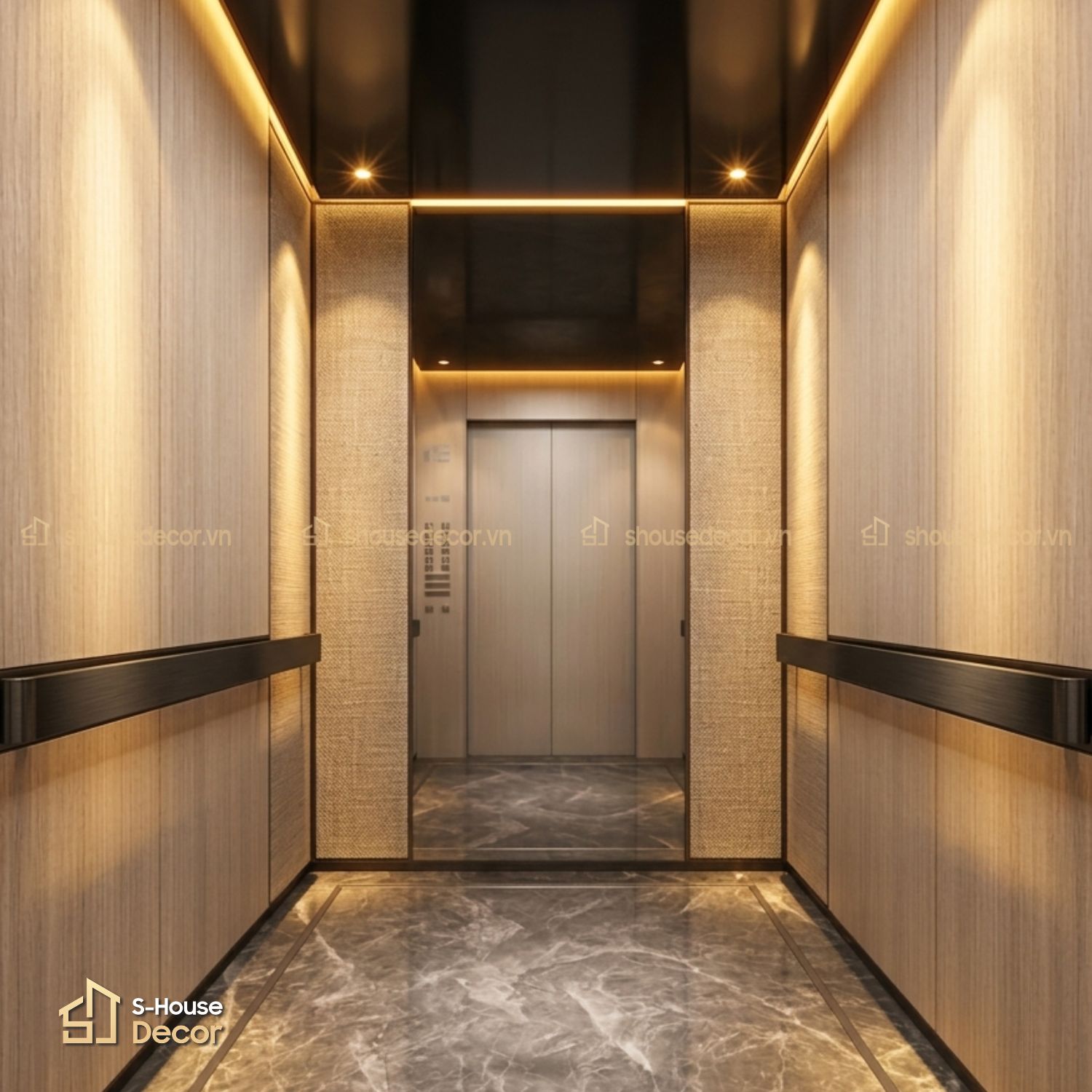 Gia công cabin thang máy inox 304 xước đen mã CABIN-PVDS-6