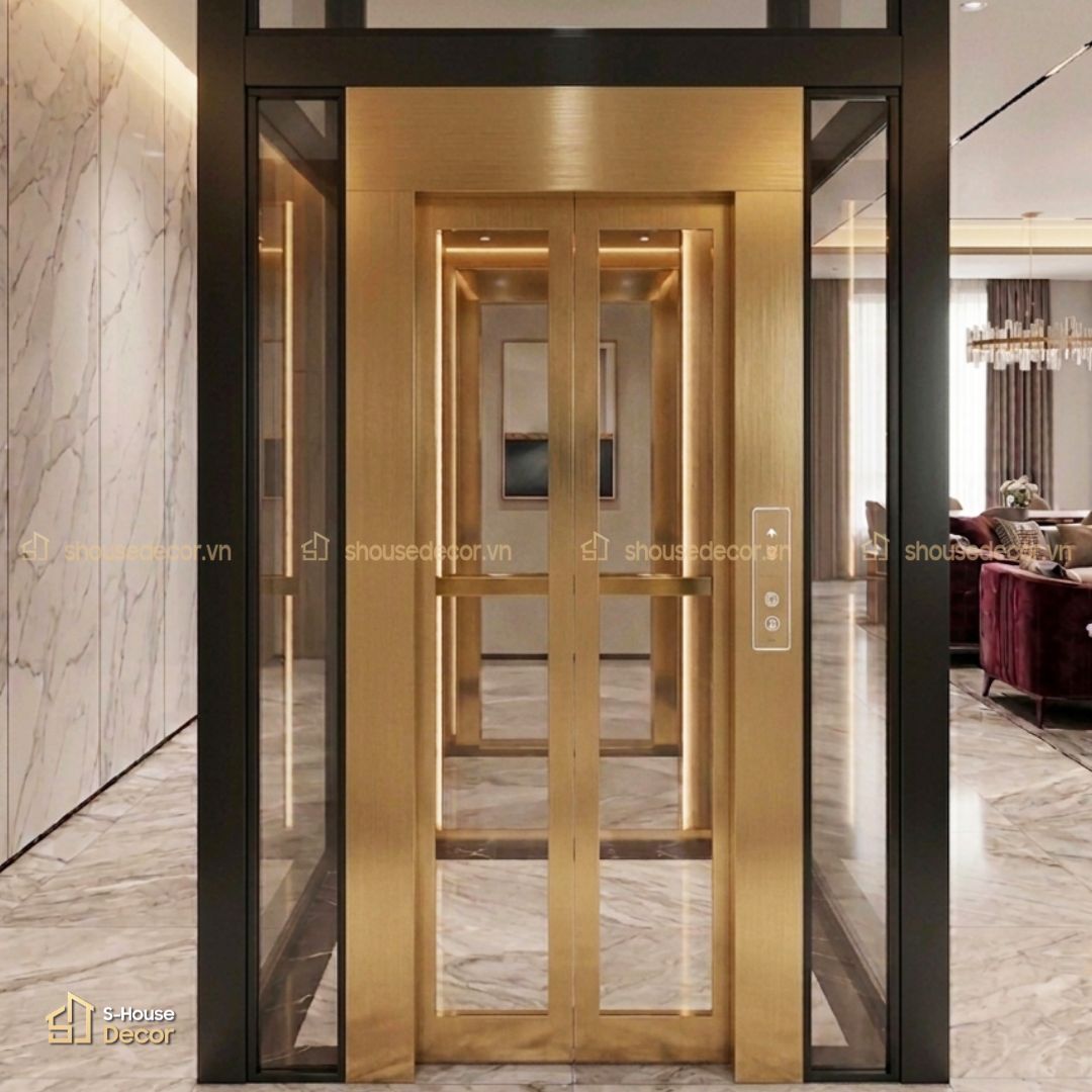 Gia công khung bao cửa thang máy inox 304 xước vàng cao cấp