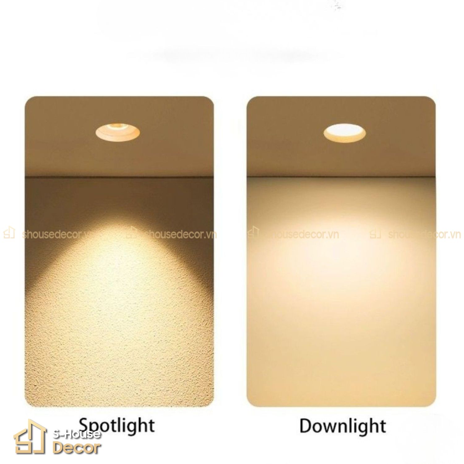 Đèn LED Spotlight (chiếu điểm) và Downlight (âm trần) trong mẫu trang trí thang máy đẹp tại S-House