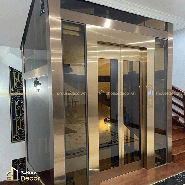 Tổng thể khu vực thang máy sau khi hoàn thiện trang trí thang máy tại công trình Vĩnh Phúc. S-House Decor – Đơn Vị Trang Trí Thang Máy Chuyên Nghiệp