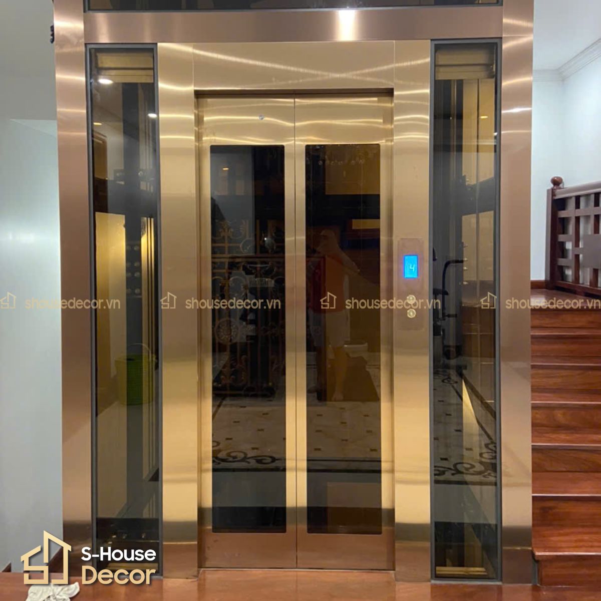 Thi công ốp inox khung thép thang máy hạng mục thi công ốp inox thang máy