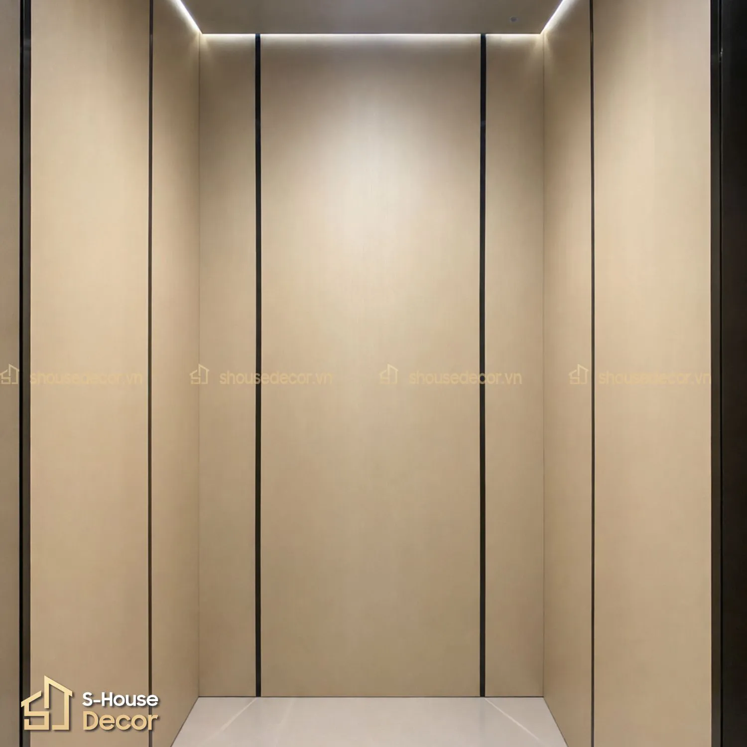 Trang trí nội thất thang máy bằng vật liệu laminate