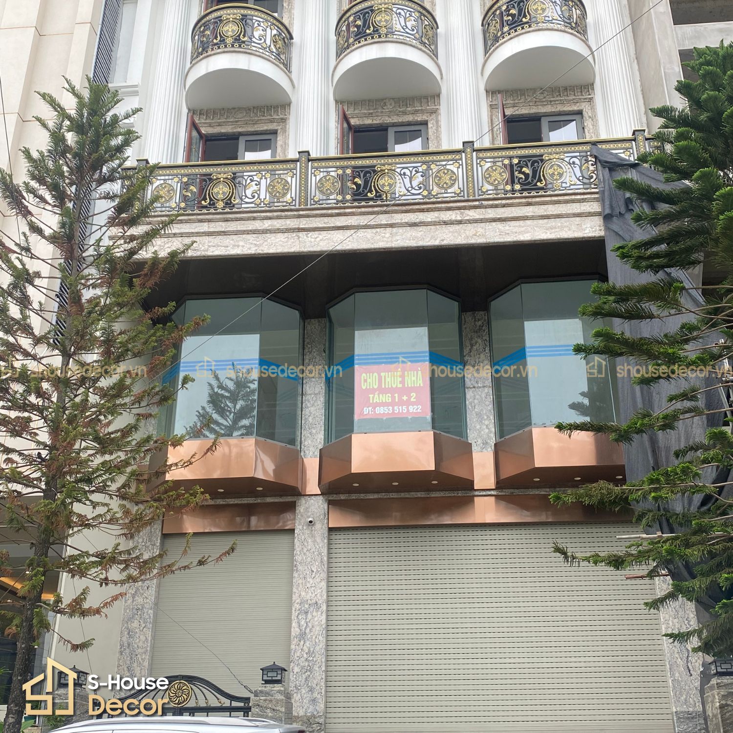 Tổng thể công trình sau khi hoàn thiện Trang trí inox mặt tiền toà nhà