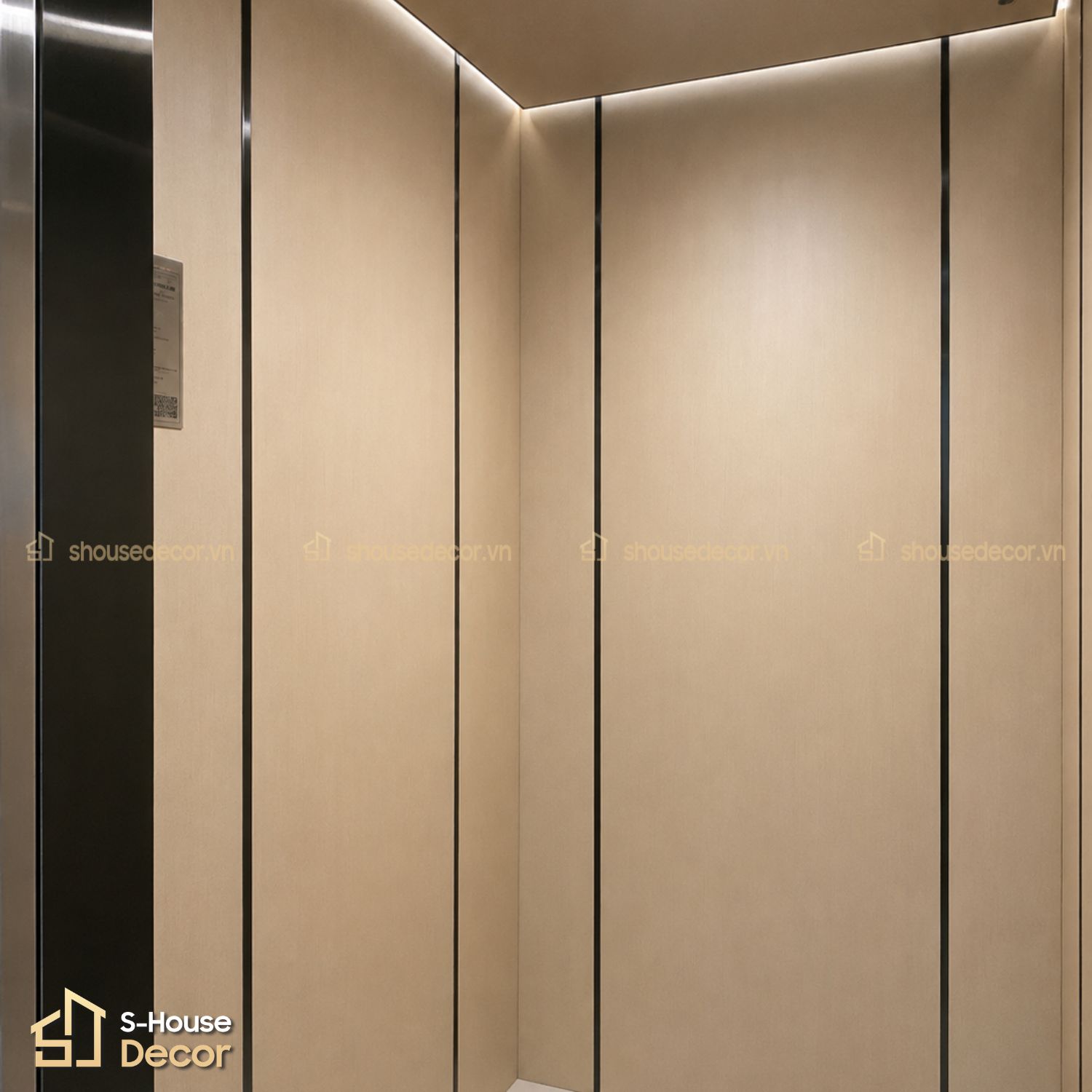 Trang trí cabin thang máy bằng laminate 3