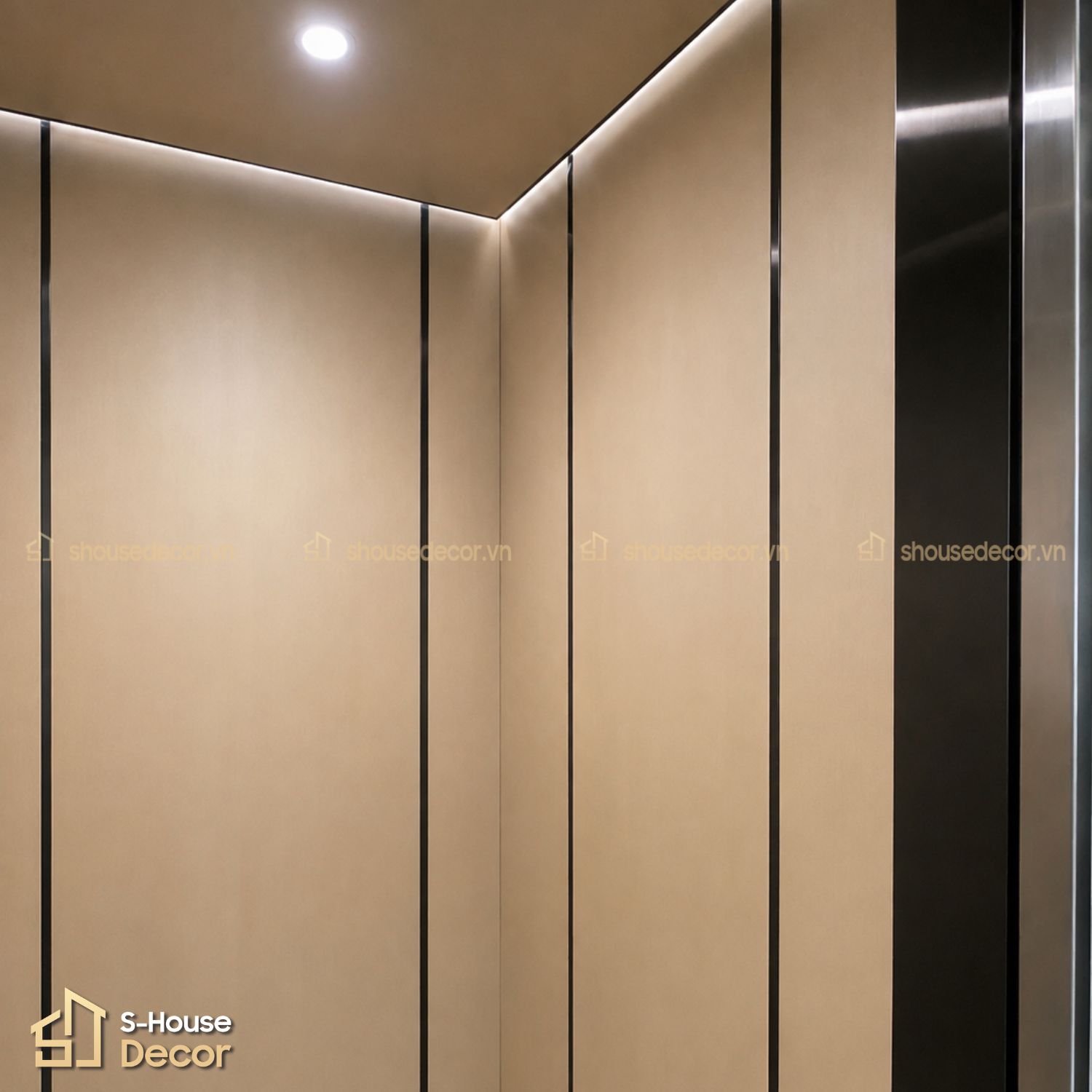 Trang trí cabin thang máy bằng laminate2