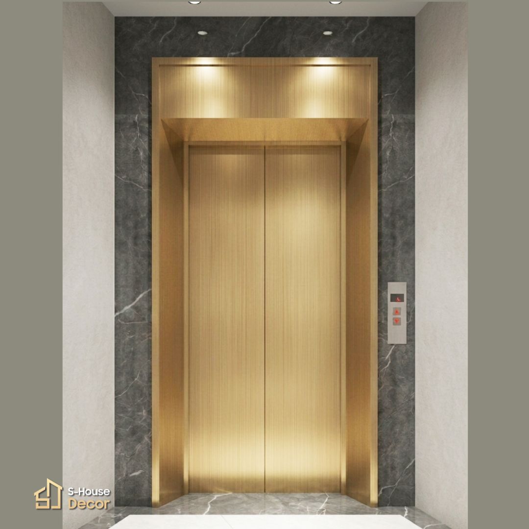 Gia công khung bao rộng cửa thang máy inox 304 xước vàng