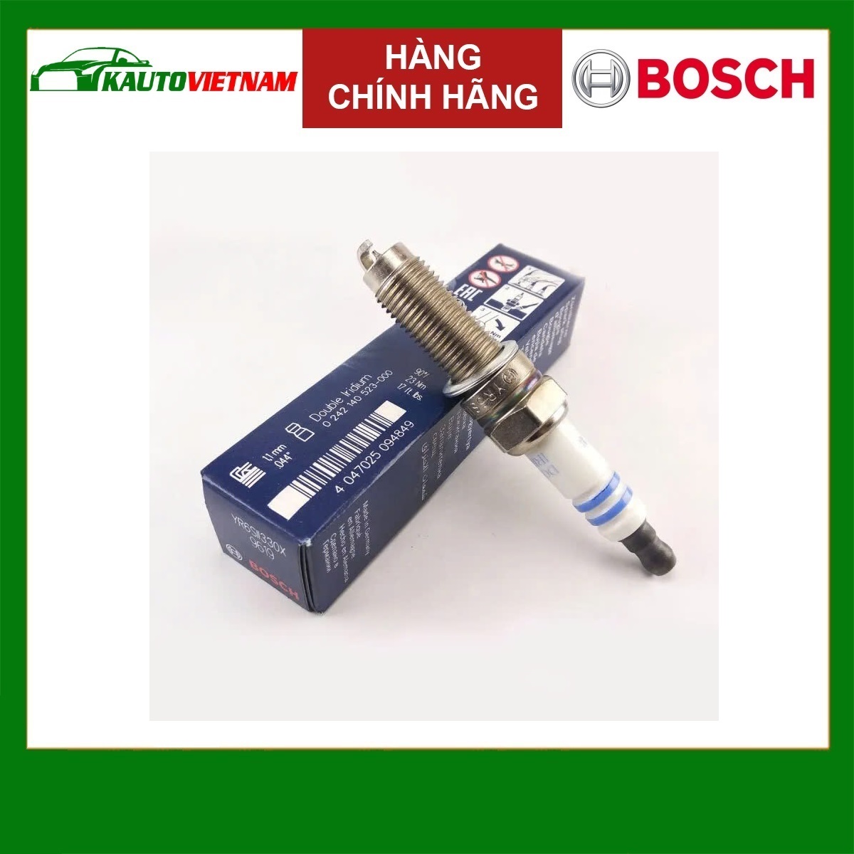 Bugi Honda CRV 2.4L (2011-2017); Accord 2.4L (2007-2012); Acura MDX (YD2) 3.7L (2006+) chính hãng Bosch Double Iridium YR6SII330X (0242140523)