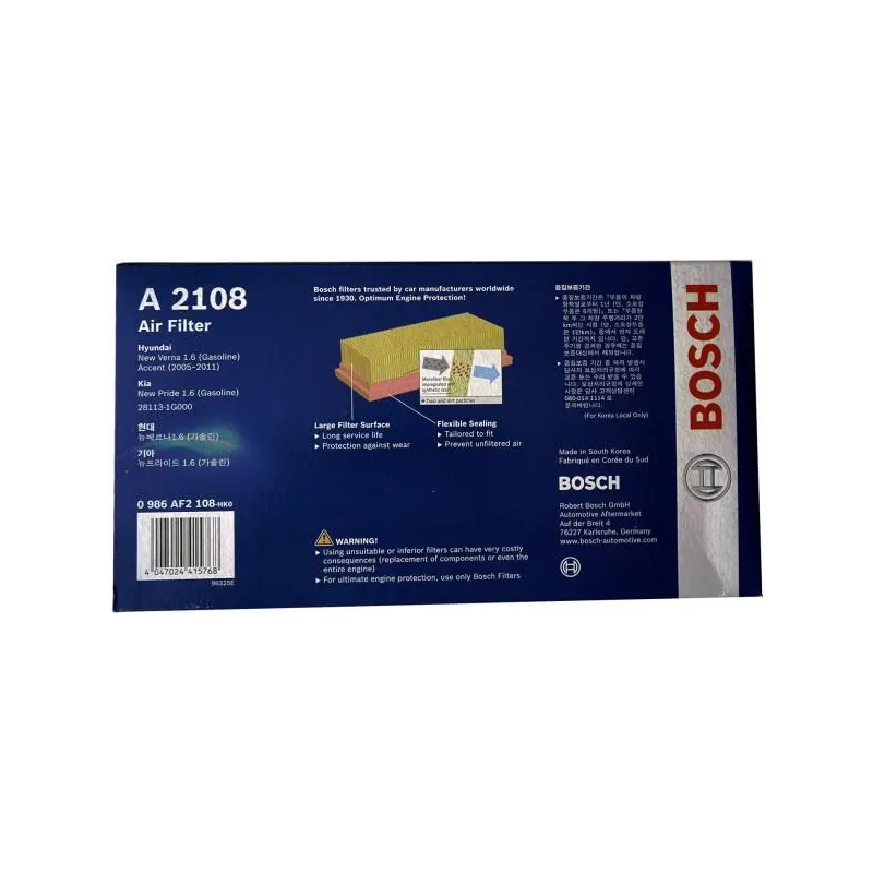 Lọc gió động cơ Hyundai Accent 1.4 (2005-2011); KIA Rio 1.4i (2005-2011) chính hãng Bosch (0986AF2108)