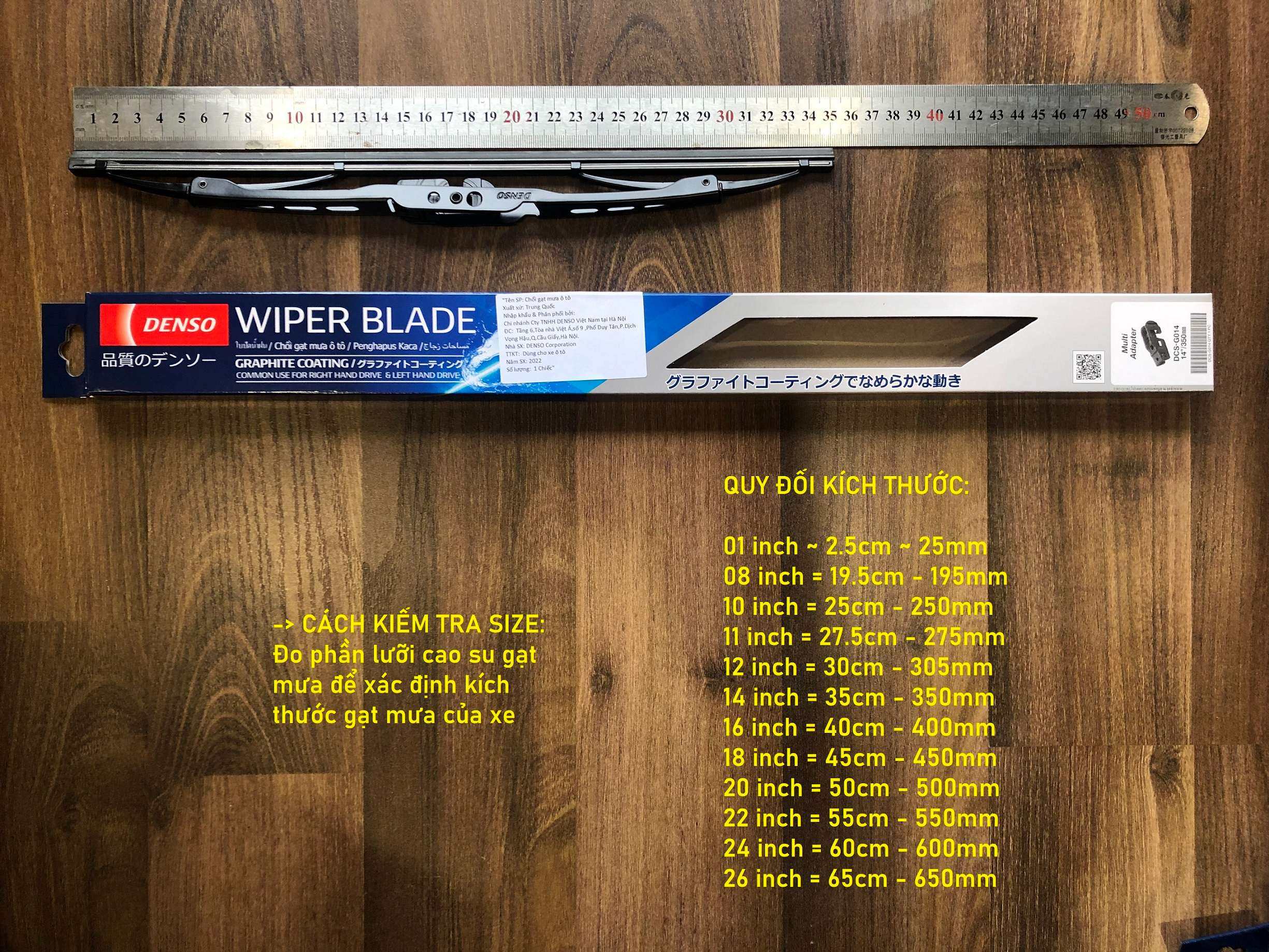 Gạt mưa Xe Tải Hyundai Hd72 3.5 Tấn Denso DCS xương sắt chính hãng 22 & 20inch - Bộ 2 cái