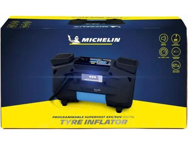 Máy Bơm Lốp Ô tô Xe Máy Michelin 12314 Kỹ thuật số 2 Piston siêu tốc Cao Cấp 12V Đa Năng Tự Ngắt (12314)
