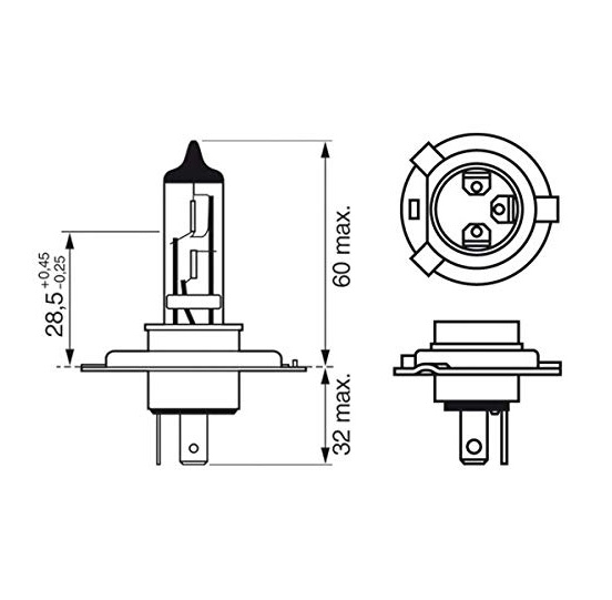 Bóng đèn hiệu năng cao Plus 120 H4 12V 60/55W P43T chính hãng Bosch (1987301106) (Cặp 2 cái)