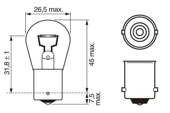 Bóng đèn phanh chân cài 1 tóc trắng P21W 24V-21W chính hãng Bosch (1987302501)