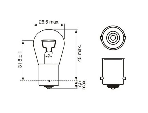 Bóng đèn phanh chân cài 1 tóc trắng P21W 12V 21W chính hãng Bosch (1987302201; 1987302811)