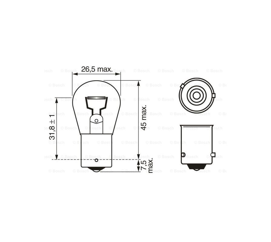 Bóng đèn phanh chân cài 1 tóc vàng ECO PY21W 12V 21W chính hãng Bosch (1987302812)