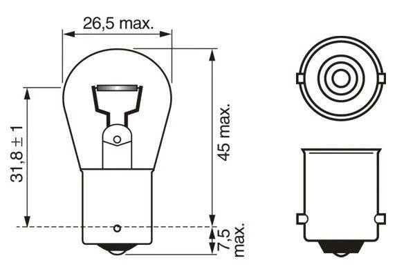 Bóng đèn phanh chân cài 1 tóc trắng ECO P21W 24 V 21 W chính hãng Bosch (1987302865)