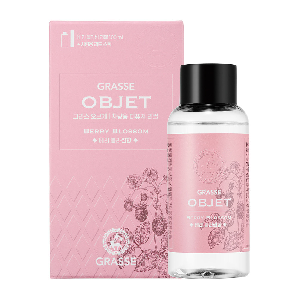 Chai bổ sung Nước hoa ô tô Bullsone Pháp Refill Diffuser Oil + Stick Grasse OBJET Berry Blossom chính hãng sản xuất tại Hàn Quốc 100% tinh dầu thiên nhiên - Mùi Hương Cherry