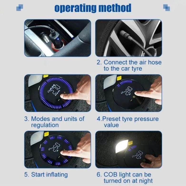 Máy Bơm Lốp Ô tô Xe Máy Michelin 2202 Cao Cấp 12V Đa Năng Tự Ngắt hàng chính hãng