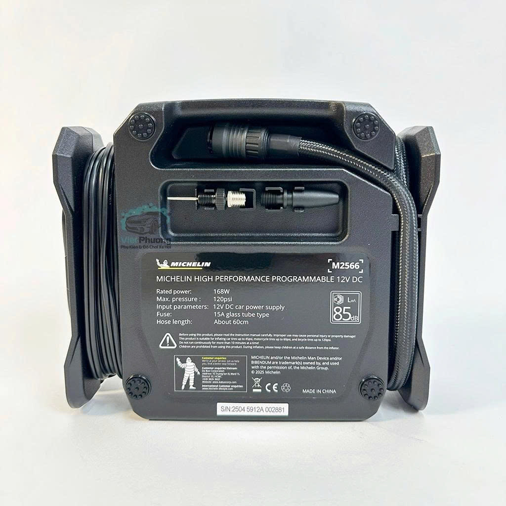 Máy Bơm Lốp Ô tô Xe Máy Michelin 2566 Cao Cấp 12V Đa Năng Tự Ngắt (mẫu mới 2025)