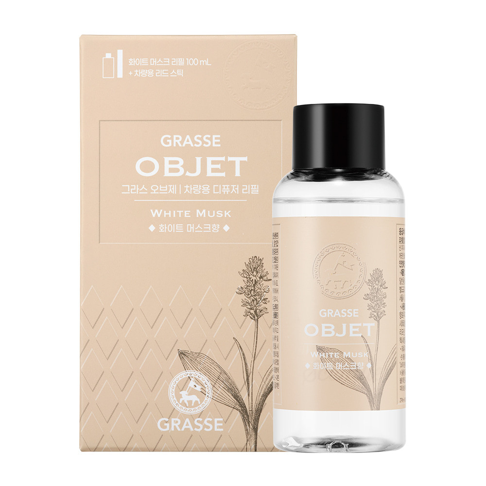 Chai bổ sung Nước hoa ô tô Bullsone Pháp Refill Diffuser Oil + Stick Grasse OBJET White Musk chính hãng sản xuất tại Hàn Quốc 100% tinh dầu thiên nhiên - Mùi Xạ Hương Ly Ly trắng