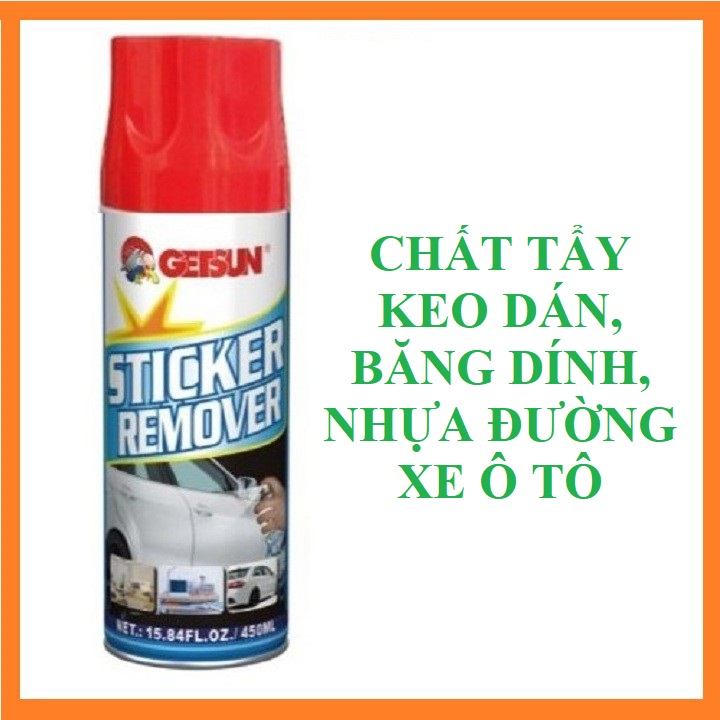 Chất tẩy keo dán, băng dính, nhựa đường  xe ô tô Getsun chính hãng (450ml) Getsun Sticker Remover