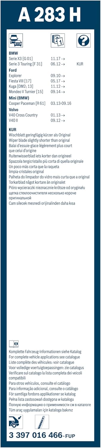 Gạt mưa sau Ford Ecosport (2013-2021) chính hãng Bosch (H282; A283H) 11inch