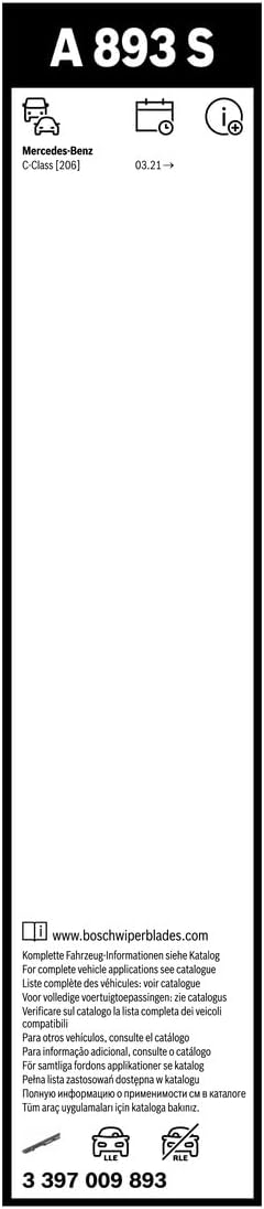 Gạt mưa Mercedes Benz C Classe W206 (2021+) Bosch AEROTWIN EURO (A893S) chính hãng 22inch và 22inch (3397009893) - Bộ 2 cái
