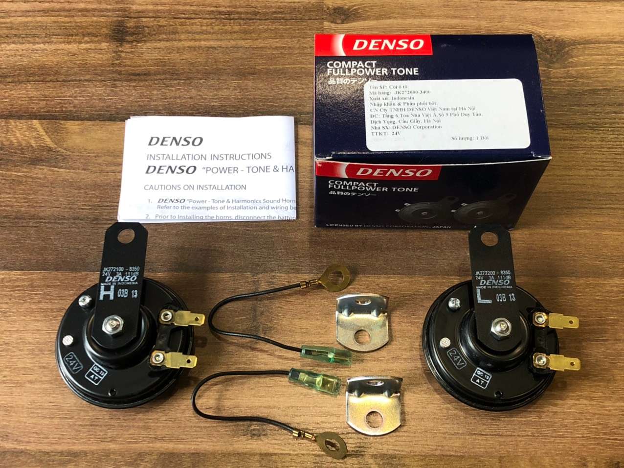 Còi đĩa Denso 24v 2 giắc (JK272000-3400) hàng chính hãng cho nhiều loại xe ôtô
