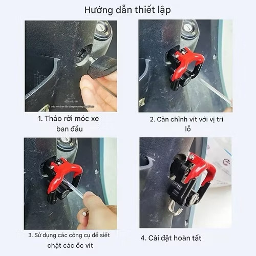 Móc treo đồ xe máy, khóa chống trộm mũ bảo hiểm
