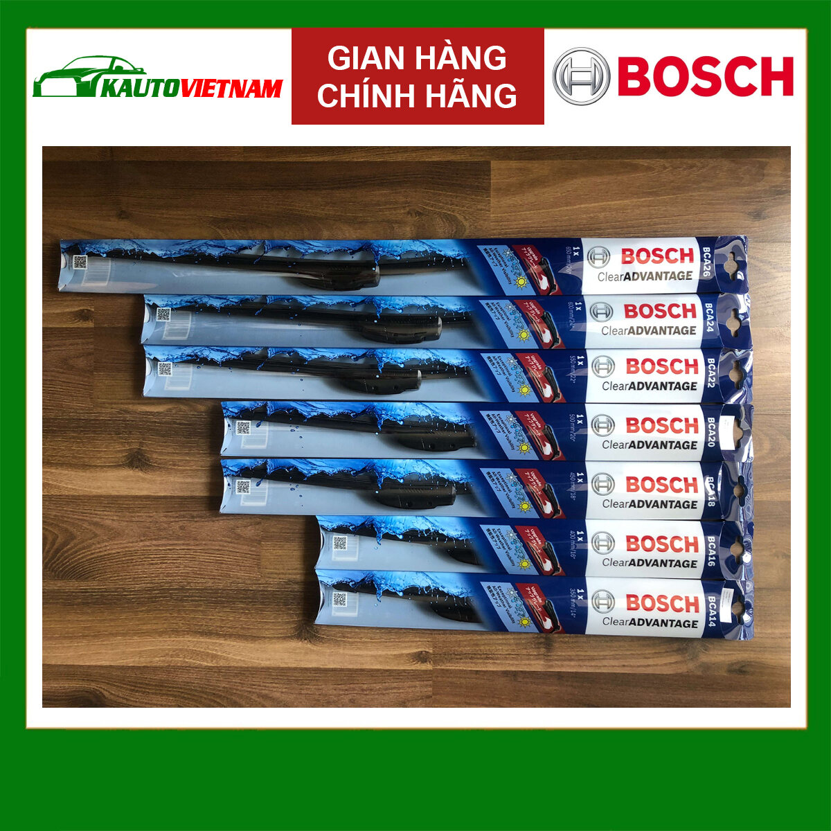 Gạt mưa Kia Sonet (2019~) Bosch CLEAR ADVANTAGE BCA xương mềm cao cấp chính hãng 16inch 24inch - Bộ 2 cái