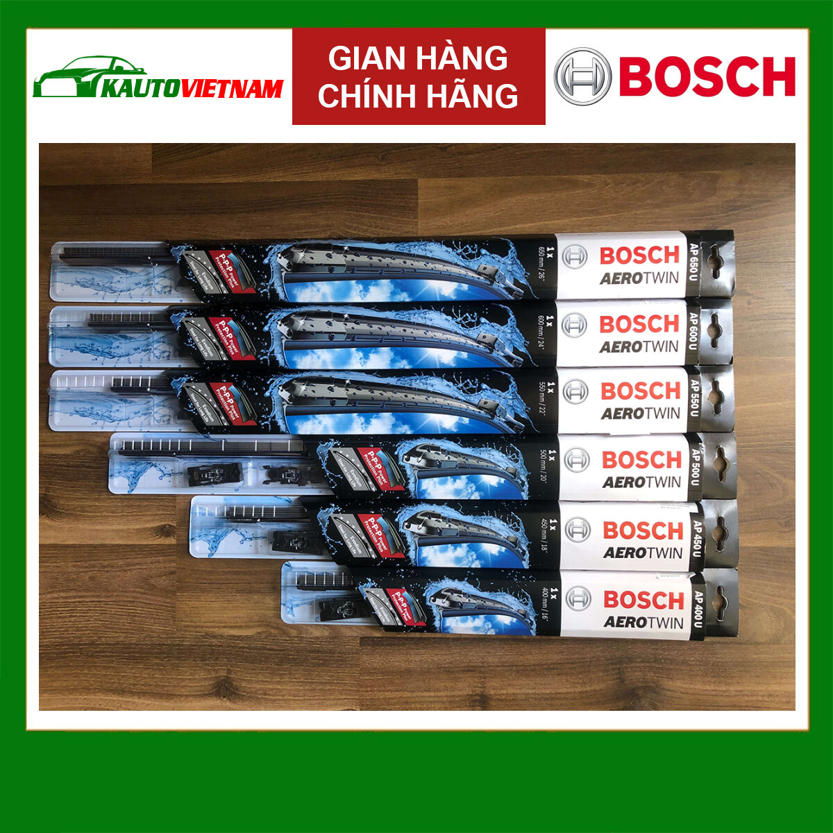 Gạt mưa Volkswagen Polo Bosch AEROTWIN chính hãng - Bộ 2 cái