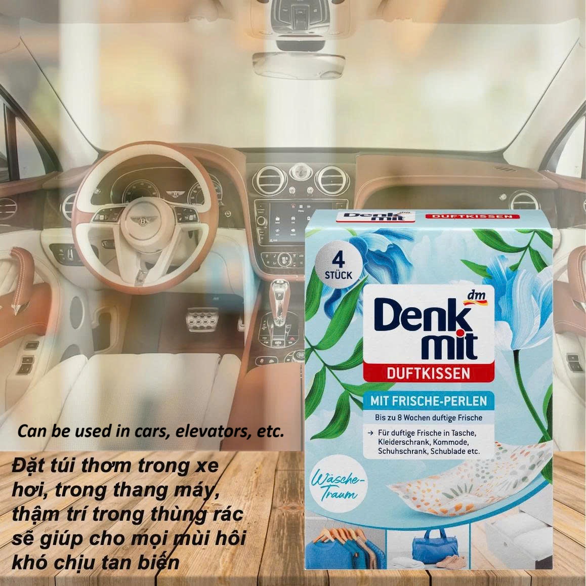 Túi thơm quần áo Denkmit Duft Kissen, hộp 4 túi - Nhập khẩu Đức