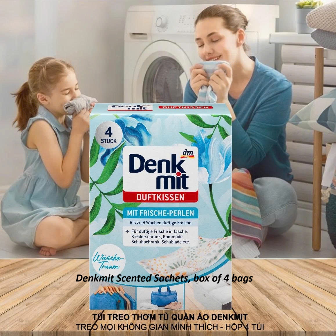 Túi thơm quần áo Denkmit Duft Kissen, hộp 4 túi - Nhập khẩu Đức