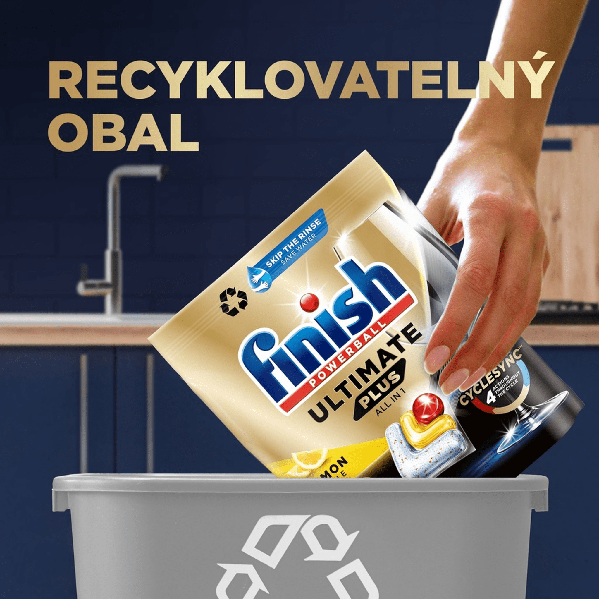 Viên rửa bát Finish Ultimate Plus - Túi 18 viên - hương chanh (Lemon)