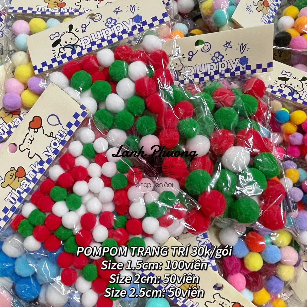 Gói Pompom Hạt Trang Trí